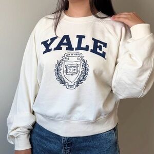 Yale University Raglan Cream Cropped Sweatshirt XL